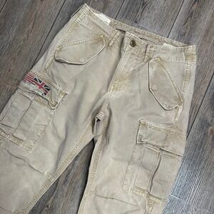 Denim & Supply Ralph Lauren Cargo Pants Khaki Union Jack Flag Mens 30x32